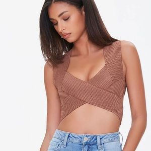 Forever 21 cross cross brown top